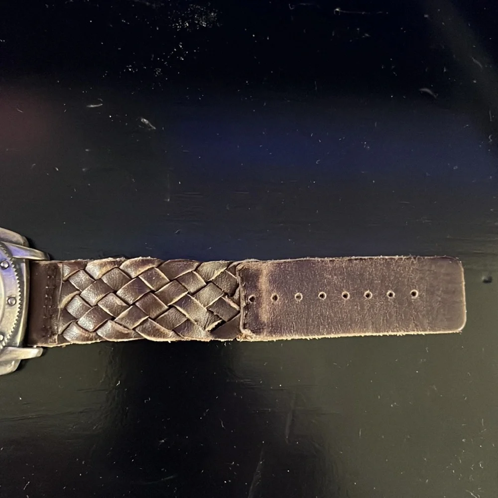 Lucky Brand Mens Watch With Brown Leather Braided Band.